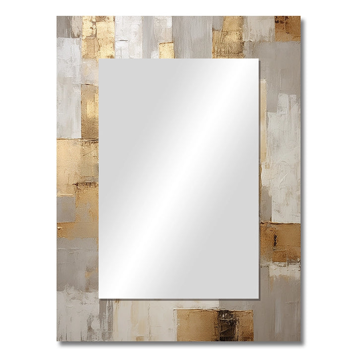 Scandinavian Wall Mirror - Beige And Gold Minimalism Modern Scandinavian Zen Art