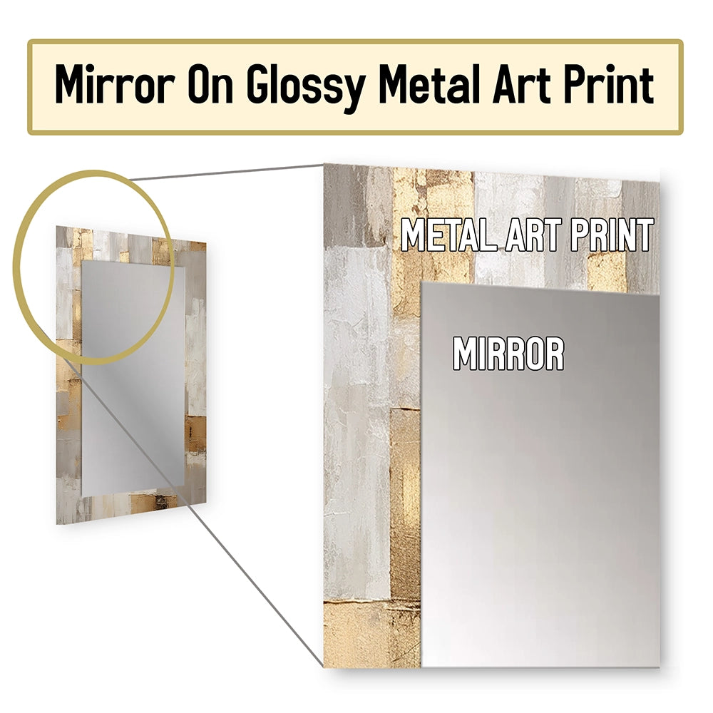 Scandinavian Wall Mirror - Beige And Gold Minimalism Modern Scandinavian Zen Art