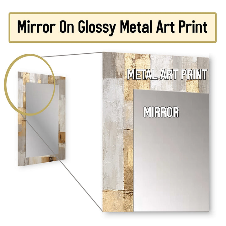 Scandinavian Wall Mirror - Beige And Gold Minimalism Modern Scandinavian Zen Art