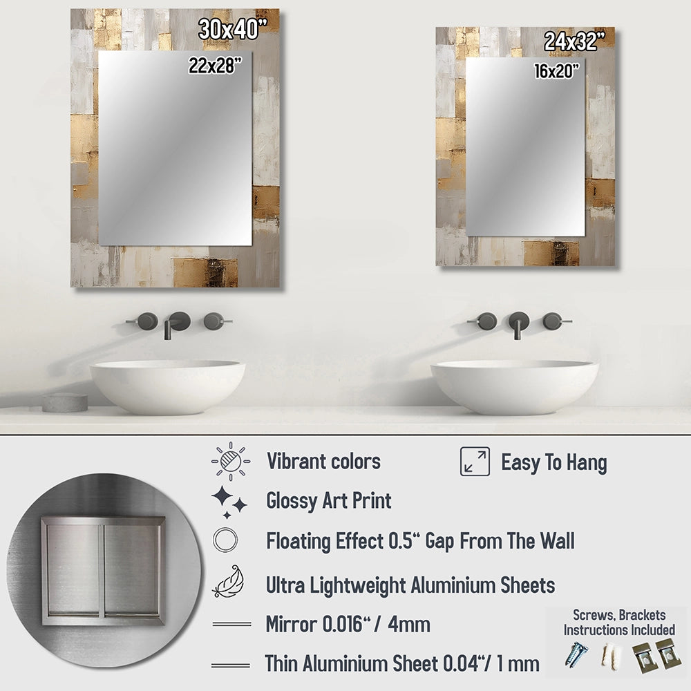 Scandinavian Wall Mirror - Beige And Gold Minimalism Modern Scandinavian Zen Art