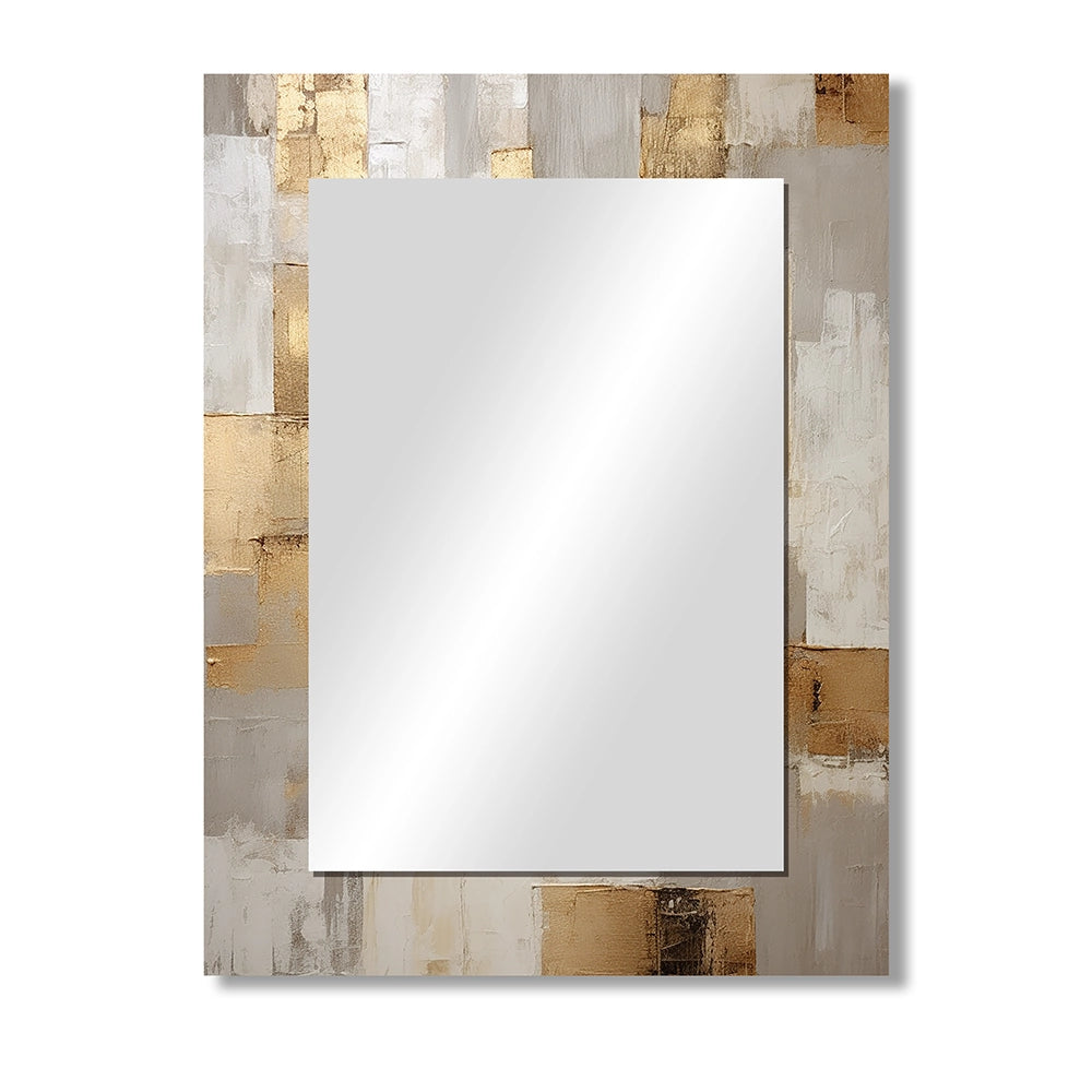 Scandinavian Wall Mirror - Beige And Gold Minimalism Modern Scandinavian Zen Art