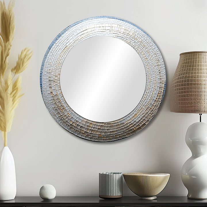 Nautilus Wall Mirror - Silver Swirl Shell Fish - Print on Metal