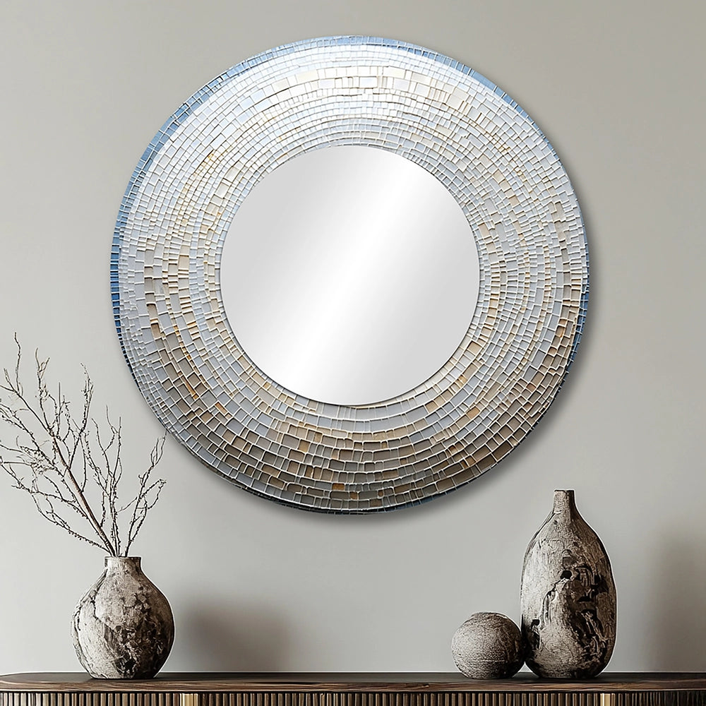 Nautilus Wall Mirror - Silver Swirl Shell Fish - Print on Metal