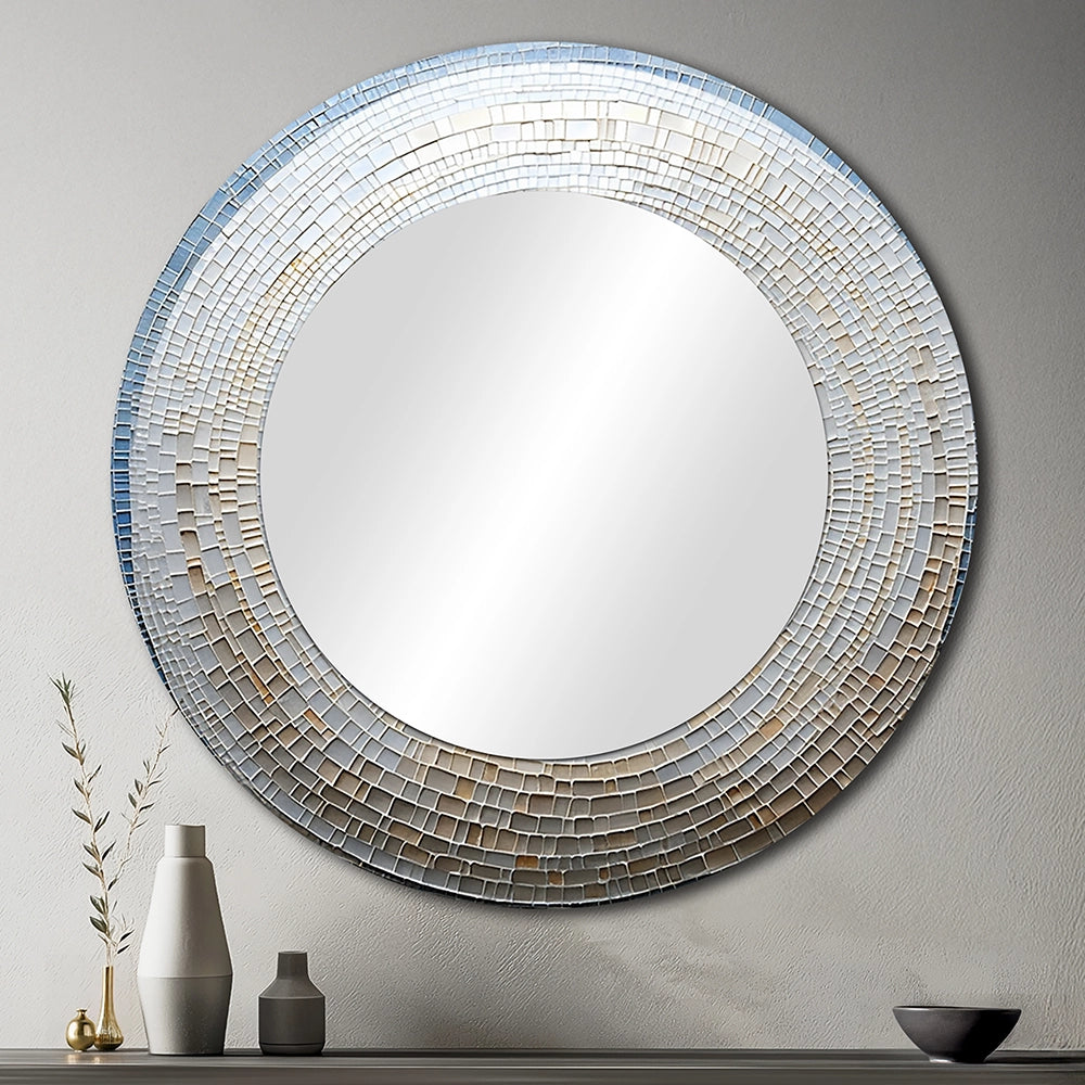Nautilus Wall Mirror - Silver Swirl Shell Fish - Print on Metal