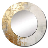 Minimal Gold And Beige Abstract River II - Landscapes Wall Mirror