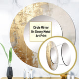 Minimal Gold And Beige Abstract River II - Landscapes Wall Mirror