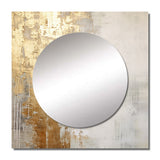 Minimal Gold And Beige Abstract River II - Landscapes Wall Mirror