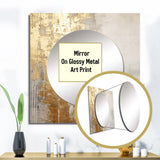 Minimal Gold And Beige Abstract River II - Landscapes Wall Mirror