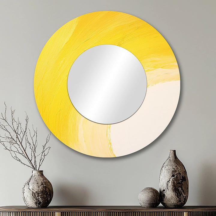 Traditional Metal Wall Mirror - Yellow Chroma Curve - Large Mirror
