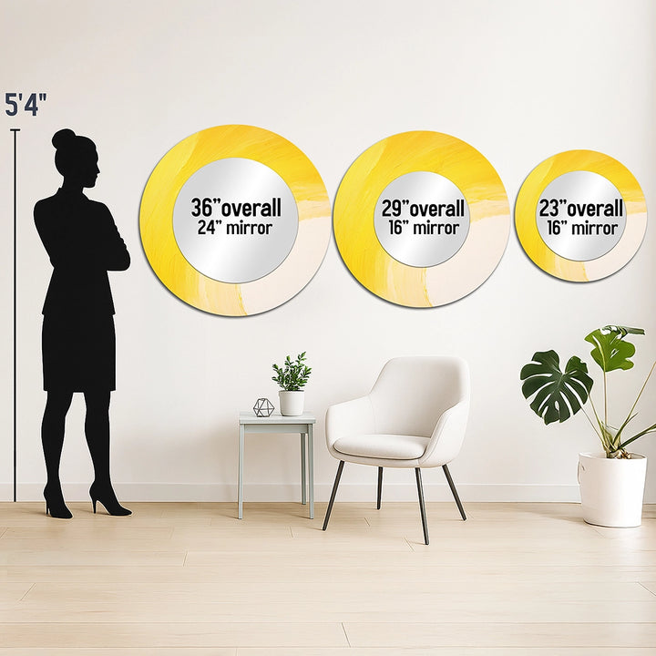 Traditional Metal Wall Mirror - Yellow Chroma Curve - Large Mirror