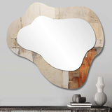 Abstract Beige Brown Road Collage - Abstract Wall Mirror