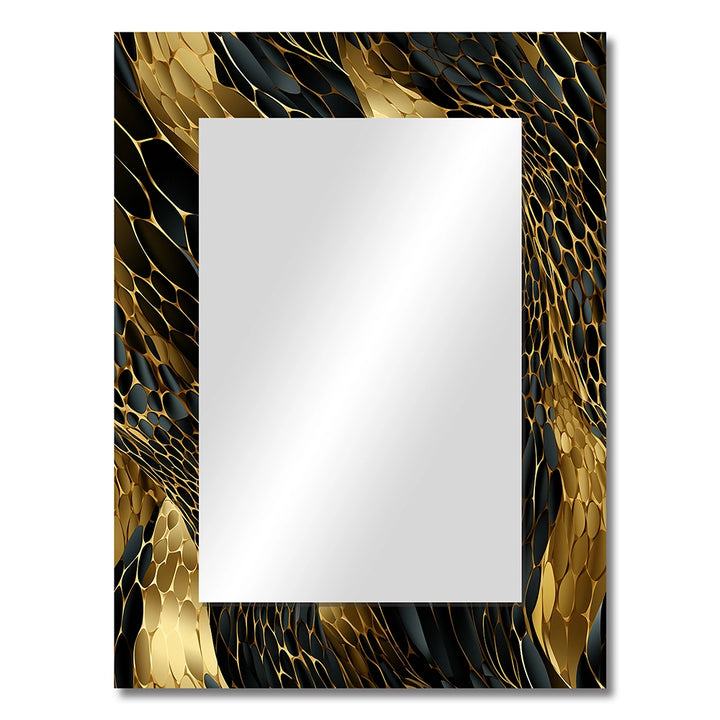 Glam Decorative Wall Mirror - Gilded Opulence In Black &amp; Gold - Rectangle Mirror