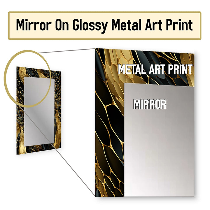 Glam Decorative Wall Mirror - Gilded Opulence In Black &amp; Gold - Rectangle Mirror