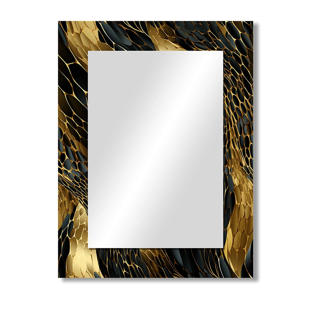 Glam Decorative Wall Mirror - Gilded Opulence In Black &amp; Gold - Rectangle Mirror