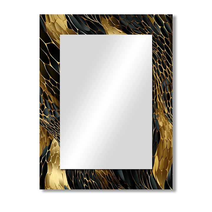 Glam Decorative Wall Mirror - Gilded Opulence In Black &amp; Gold - Rectangle Mirror