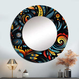 Blue And Orange Tribal Dreams - Abstract Wall Mirror