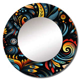 Blue And Orange Tribal Dreams - Abstract Wall Mirror