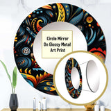 Blue And Orange Tribal Dreams - Abstract Wall Mirror