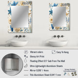 Blue And White Coastal Retreat Seashells - Floral Wall Mirror