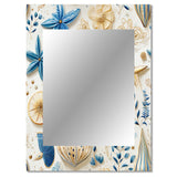 Blue And White Coastal Retreat Seashells - Floral Wall Mirror