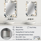 Ethereal Blue And White Chrysanthemum Bo - Floral Wall Mirror