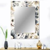 Ethereal Blue And White Chrysanthemum Bo - Floral Wall Mirror