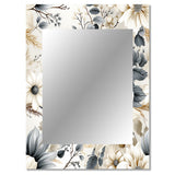 Ethereal Blue And White Chrysanthemum Bo - Floral Wall Mirror