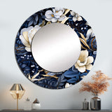 Deep Indigo Moonlit Flowers - Floral Wall Mirror