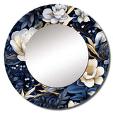 Deep Indigo Moonlit Flowers - Floral Wall Mirror