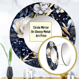 Deep Indigo Moonlit Flowers - Floral Wall Mirror