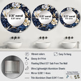 Deep Indigo Moonlit Flowers - Floral Wall Mirror