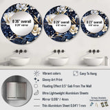 Deep Indigo Moonlit Flowers - Floral Wall Mirror