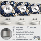 Deep Indigo Moonlit Flowers - Floral Wall Mirror