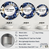 Deep Indigo Moonlit Flowers - Floral Wall Mirror