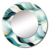 Coastal Emerald And White Geometric Charm - Geometric Wall Mirror