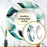 Coastal Emerald And White Geometric Charm - Geometric Wall Mirror