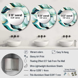 Coastal Emerald And White Geometric Charm - Geometric Wall Mirror