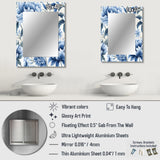 White And Blue Damask Breeze - Damask Wall Mirror