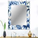 White And Blue Damask Breeze - Damask Wall Mirror