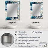 Maritime Blues Nautical Flower Pattern - Floral Wall Mirror