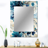 Maritime Blues Nautical Flower Pattern - Floral Wall Mirror