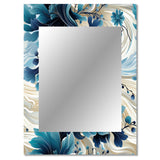 Maritime Blues Nautical Flower Pattern - Floral Wall Mirror