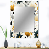 Nordic Yellow Simplicity Floral Grace - Floral Wall Mirror