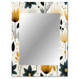 Nordic Yellow Simplicity Floral Grace - Floral Wall Mirror