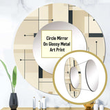 Beige And Grey Minimalist Grid Harmony - Geometric Wall Mirror