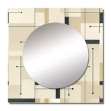 Beige And Grey Minimalist Grid Harmony - Geometric Wall Mirror