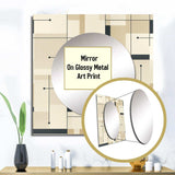 Beige And Grey Minimalist Grid Harmony - Geometric Wall Mirror