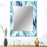 Blue And White Coastal Ikat Breeze - Ikat Wall Mirror