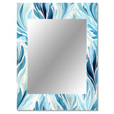 Blue And White Coastal Ikat Breeze - Ikat Wall Mirror