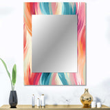 Turquoise And Pink Ethereal Ikat Fusion - Abstract Wall Mirror